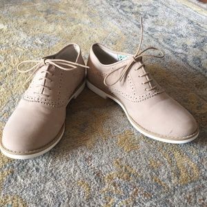 Tan Faux-Suede Wingtip Shoes